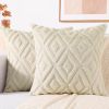 Soft Throw Pillow Covers 18x18 - PlushDecorative Pillow Covers - with 3D Pattern - Set of 2 - Cream White