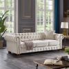 Chesterfield sofa Beige linen fabric