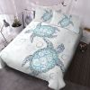 Sea Turtle Bedding Aqua Teal Blue Duvet Cover Sets Beach Turtle Bed Sets for Girls Women Ocean 3 Piece Turtle Themed Comforter Cover with 2 Pillowcase
