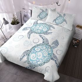 Sea Turtle Bedding Aqua Teal Blue Duvet Cover Sets Beach Turtle Bed Sets for Girls Women Ocean 3 Piece Turtle Themed Comforter Cover with 2 Pillowcase (size: Full)