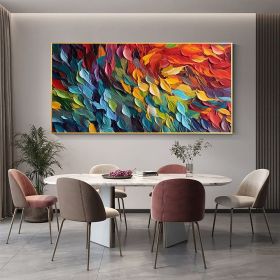 Handmade Original Colorful Feathers Oil Painting On Canvas (style: 01, size: 150X220cm)