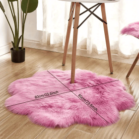 Soft and Plush Flower Shaped Fur Rug - Faux Sheepskin Area Rug (Color: Rose Red, size: 60*60cm/23.62in*23.62in)