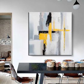 Hand Painted Black, White and Gold Modern Abstract Oil Painting On Canvas (style: 01, size: 150x150cm)