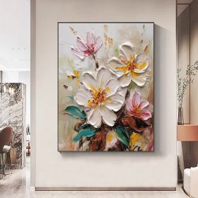 Hand Painted Textured Blooming Flower Oil Painting (style: 01, size: 100X150cm)