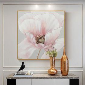 Hand Painted Pink Flower Oil Painting On Canvas (style: 01, size: 60x60cm)