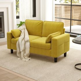 Loveseat Sofa - 56" Modern Accent Sofa with Arm, Living Room Couch with Side Pocket (Color: Mustard)