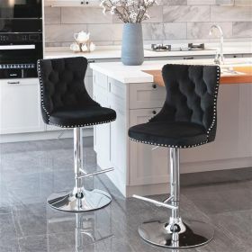 Swivel Velvet Barstools Adjustable Seat Height from 25-33 Inch (Color: as picture)