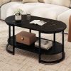 Marble Coffee Table with Open Storage Shelf